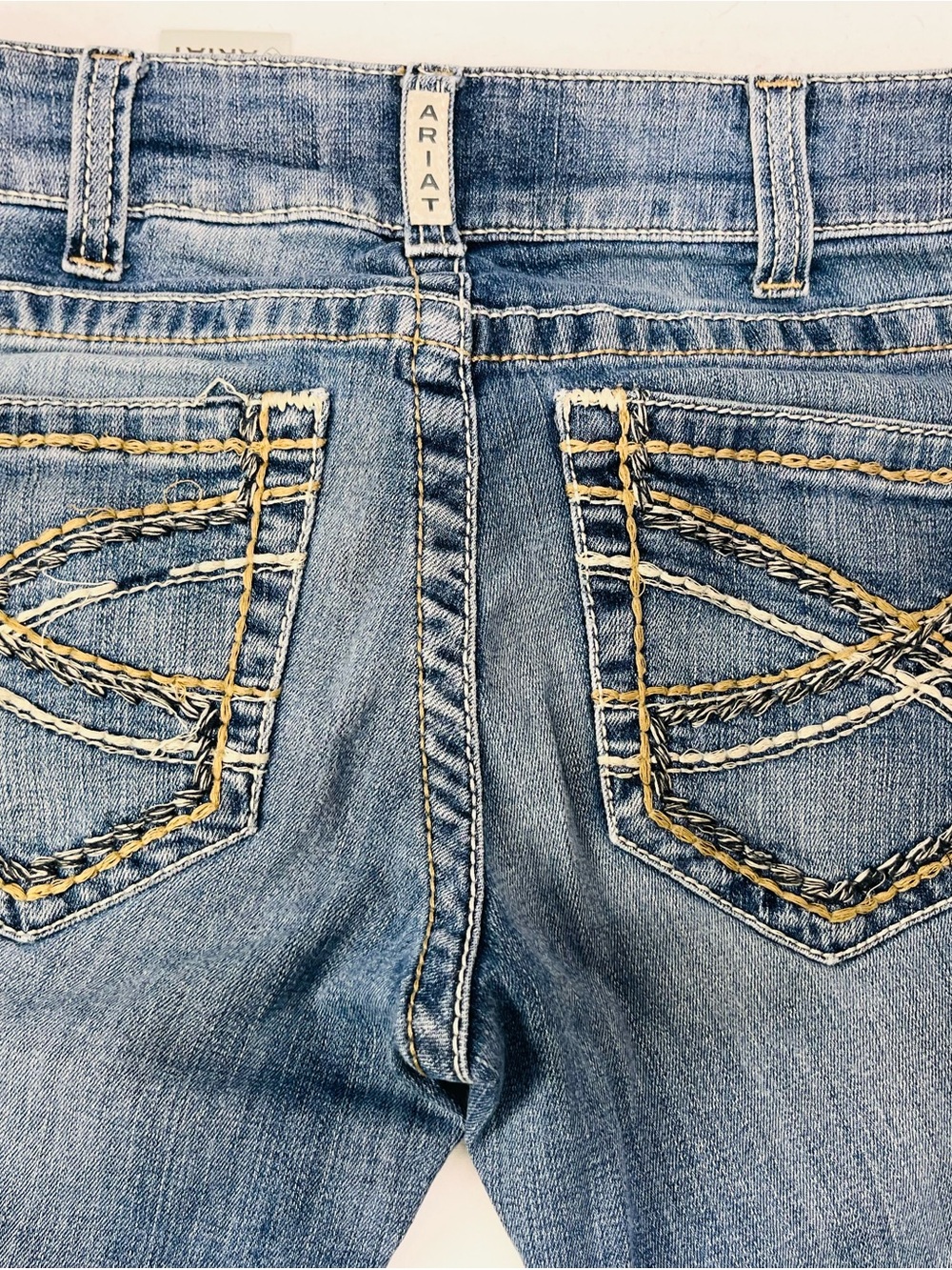 Ariat Light Blue Denim Jeans with Gold Stitch Embroidery